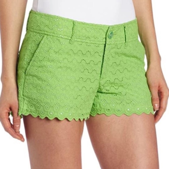 Lilly Pulitzer Walsh Short In New Green Sweet Floral Eyelet Size 00 - Picture 1 of 5
